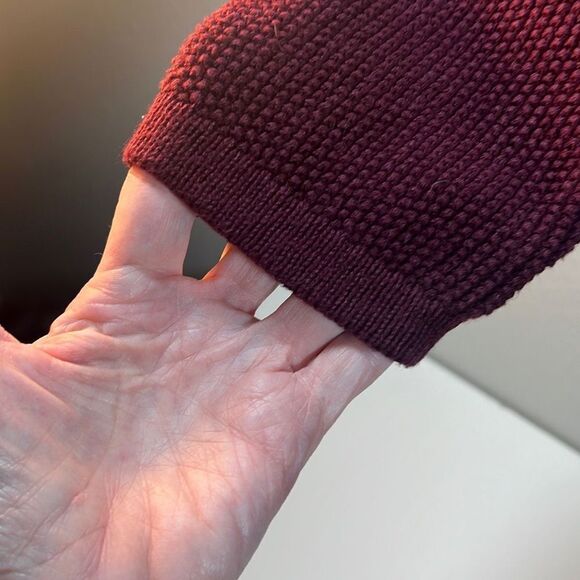 Structure Mens Long Sleeve Sweater Pullover 1/4 Button Up Ramie Cotton Maroon XL - Picture 2 of 9